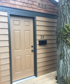 Playhouse front door with mailbox