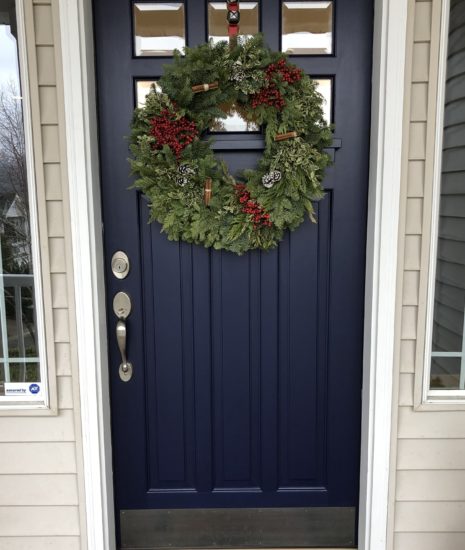 Navy blue front door