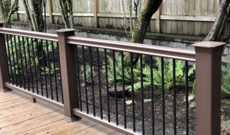 Timbertech Radiance Rail in Kona with Black Aluminum Balusters