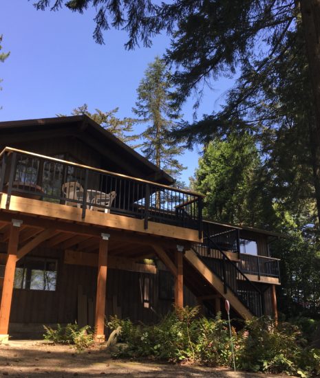 Deck with cedar fascia, Cedar and Black Aluminum Rail