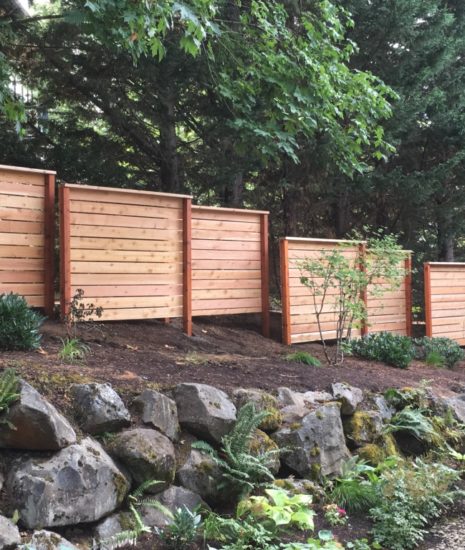 Privacy screens along a hillside