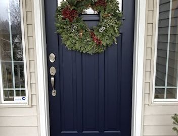 Navy blue front door